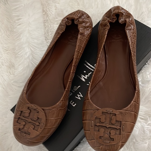 TORY BURCH brown, crocodile leather flats - Picture 4 of 4